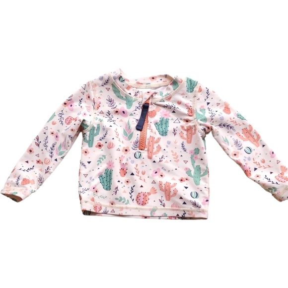 Ruffle Butts Rashguard Top Long-sleeve Orange Cactus 12-18 Months - Picture 1 of 4